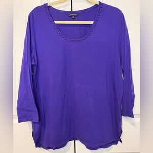Lands’ End Purple Scoop Neck 3/4 Sleeve Knit Top Women’s Size 18 XL